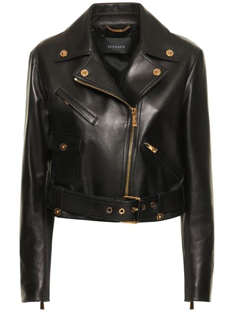 veste cuir versace|Versace biker jacket.